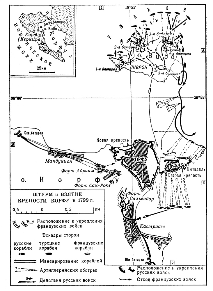 Карта осады Керкиры адмиралом Ф.Ф. Ушаковым